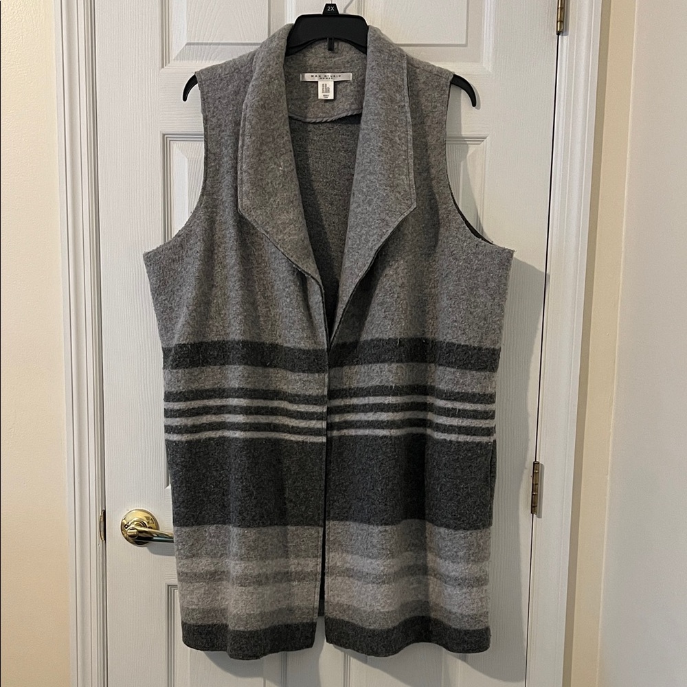 Max Studio Gray and Black Striped Cardigan